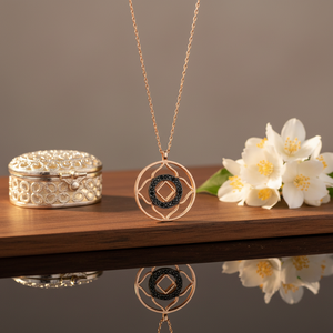 Silver Scroll Design <b>Charm</b> <b>Necklace</b> Pendant in Turkish Black Zircon Stone Pendant Wholesale 925 Sterling Silver Jewelry - Product Image 3