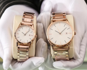 <b>Couple</b> Mechanical Wrist Watches Rose Gold Stainless Steel <b>Bracelet</b> Black Dial with Date Display Omegaes - Product Image 5