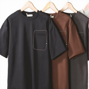 เสื้อยืดแขนสั้นผู้ชายลำลองสำหรับฤดูร้อน สีพื้น ทรงปกติ พิมพ์ลายสกรีน ผ้าถักโพลีเอสเตอร์/คอตตอน 180 กรัม แบบเรียบ - Product Image 3
