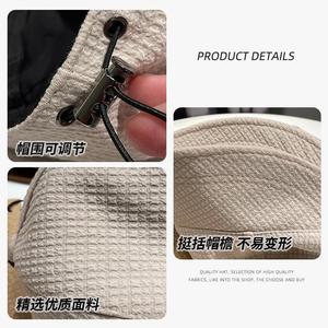 Sombrero de pescador para mujer, sombrero tipo cubo, protección solar negra, algodón transpirable, estilo coreano para primavera y verano - Product Image 4