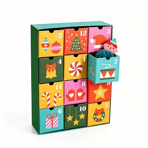Luxury 12 Day <b>Christmas</b> Advent Calendar <b>Box</b> with Drawers Green Rigid Paperboard Mystery Blind <b>Box</b> for Kids Toy Packaging <b>Box</b> - Product Image 1