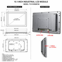 Medical Grade 10.1 Inch TFT IPS LCD Module 1024x600 500 Nits High ESD Protection LED Backlight USB Touch Screen Laboratory