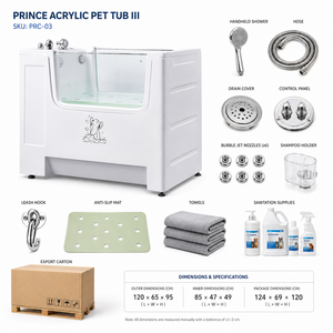 Baignoire Spa Électrique de Luxe pour Chiens, Réglable en Hauteur, avec Massage par Air, Double Fonction, en Acrylique, Porte Facile d'Accès, Anti-Obstruction des Canalisations, pour Toilettage des Poils - Product Image 4