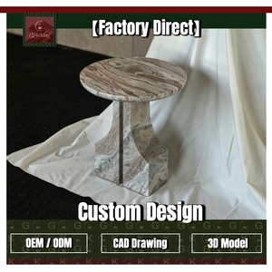 Table d'appoint ronde en <span class=keywords><strong>marbre</strong></span> veiné gris brun GOLDKING, base sculpturale, style moderne, pour salon, entrée, OEM ODM Direct - Product Image 1