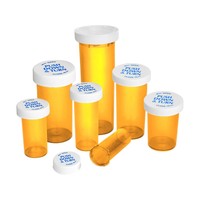 Viales de Plástico Ámbar con Tapa a Prueba de Niños, con Cierre de Clic, para Medicamentos Recetados, de 10dr a 60dr, con Logotipo Personalizado