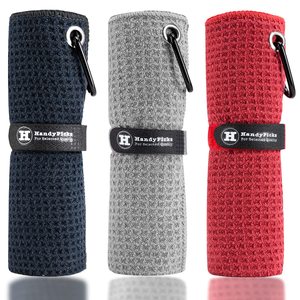 Serviette de golf personnalisée en microfibre avec mousqueton, motif gaufré, fixation auto-agrippante, serviette de nettoyage de golf pratique - Product Image 1