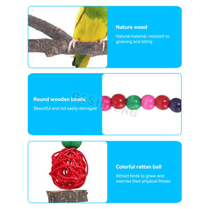 Grande pappagallo uccello giocattoli da masticare noci naturali blocchi di legno uccelli gabbia Stand palline colorate <span class=keywords><strong>Rattan</strong></span> uccello da masticare altalena giocattolo - Product Image 5