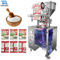 Machine d'emballage de sachets pour flocons de noix de coco déshydratés, avec dosage volumétrique par godet, scellage arrière et système pneumatique pour granulés et épices de boulangerie