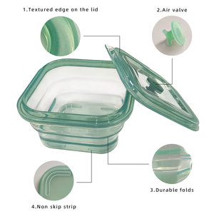 Contenedor de Alimentos Hermético de Silicona Platino Personalizable, Apilable de Tres Niveles, Plegable, Tipo Bento, con Tapa - Product Image 3