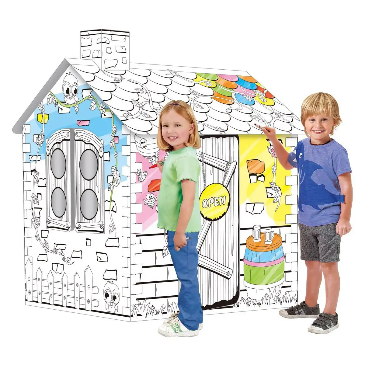 educational toy Creative Paper Art and Craft DIY Cardboard Playhouse Cartoon Pattern Drawing Painting toy