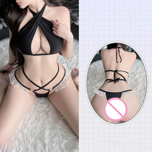 Tinh Khiết Mong Muốn Ba Điểm Ren Mỏng Đồ Lót Sexy Đồ Ngủ Cho Phụ Nữ Cao cấp Dành Cho Người Lớn Sản Phẩm Áo Ngực Quần Lót Đồng Phục Cám Dỗ - Product Image 3