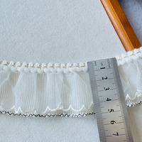 Dentelle en maille personnalisée à bordure picot blanche en polyester et soie, plissée, effet feuille de lotus, pour rideaux et vêtements DIY, en stock