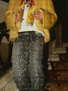 กางเกงยีนส์ทรงบูทคัทพิมพ์ลายเพชรเต็มตัว สไตล์วินเทจขาดๆ แบบหลวมๆ ทรงตรง รุ่น Y2K ดีไซน์ Salati Custom สำหรับผู้ชาย - Product Image 3