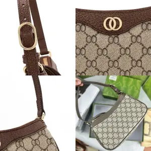 Designer Bag Inspired Small Camera Bag Linen Trim Green <b>Red</b> Web Stripe Crossbody Bag Premium Fashion <b>Handbag</b> Canvas Lining - Product Image 3