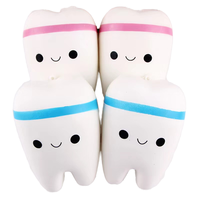Balle anti-stress en mousse PU en forme de dent de dessin animé blanche, jouet souple à presser, vente en gros, jouets pour enfants, idéal pour les cadeaux