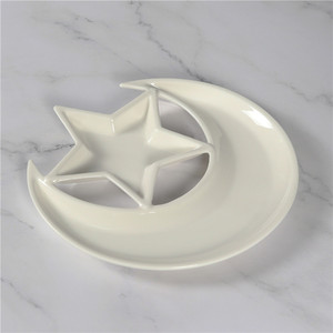 <span class=keywords><strong>Assiette</strong></span> à vaisselle en porcelaine en forme de lune au design unique créatif pour restaurant - Product Image 4