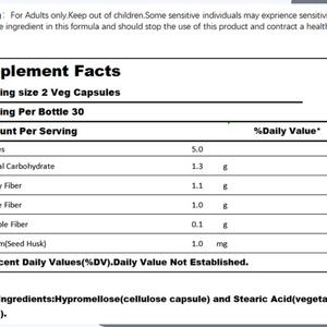 Psyllium Husk Caps อาหารเสริมสมุนไพรสำหรับผู้ใหญ่ไม่ใช่สำหรับวัยรุ่นและสตรีมีครรภ์ - Product Image 2
