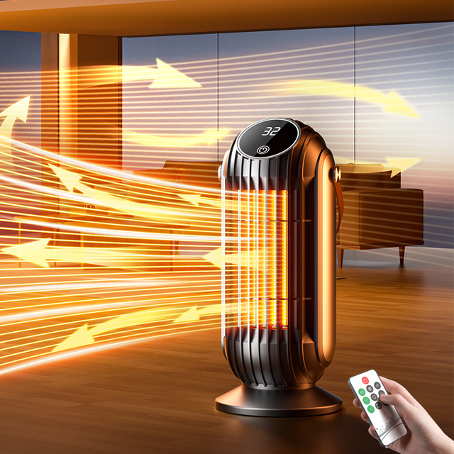 Portable Electric PTC Tower Ceramic Heater Remote Controlled Ventilation Adjustable Thermostat for Home Space Desktop Outdoor