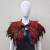 Châle en plumes multicolores avec nœud noir, accessoire de costume pour Halloween, carnaval, fête, cosplay, performance scénique