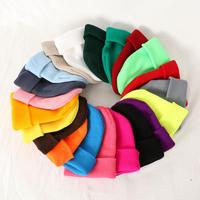 Gorro de punto de calavera lisa con puños Unisex de diseño personalizado de alta calidad