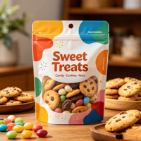 Sacs d'emballage alimentaire refermables à fermeture éclair, finition mate, thermoscellables, pour bonbons, noix, avec trou rond, personnalisables, pour présentoir de vente au détail