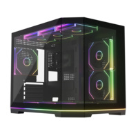 Boîtier PC Micro ATX Gaming de style aquarium, tour moyenne, vue panoramique, avec bande ARGB