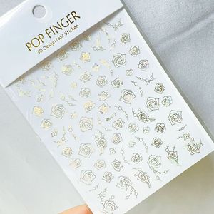 Autocollants pour ongles en forme de feuille de rose, or, argent, paillettes, autocollants adhésifs pour nail art printemps été - Product Image 2