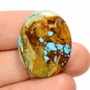 คุณภาพชั้นดีเยี่ยม 100% เทอร์ควอยซ์ทิเบตธรรมชาติรูปไข่ Cabochon อัญมณีหลวมแท้สําหรับทําเครื่องประดับจํานวนมาก - Product Image 2