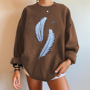 Felpe <span class=keywords><strong>con</strong></span> stampa <span class=keywords><strong>piume</strong></span> Harajuku Vintage Pullover Femme Hiver Sudadersa Para Mujer felpe da donna - Product Image 4