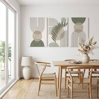Lot de 3 tableaux muraux bohèmes vert sauge, art abstrait géométrique minimaliste sur toile, pour la décoration de la maison et du bureau