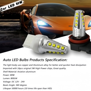 <span class=keywords><strong>Feu</strong></span> de recul LED 80W DC12V <span class=keywords><strong>Ampoule</strong></span> arrière de voiture 1156 3156 T20 7440 Blanc Jaune Rouge Auto LED Indicateur de recul - Product Image 4