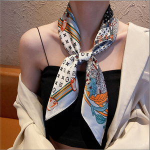 <b>Square</b> <b>Scarf</b> New Decorative Printing Korean <b>Scarf</b> Spring and Autumn Fashionable Thin <b>Silk</b> <b>Scarf</b> - Product Image 5