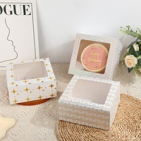 Boîtes à pâtisserie en carton à motifs géométriques avec fenêtre transparente, en gros, pour la restauration de desserts
