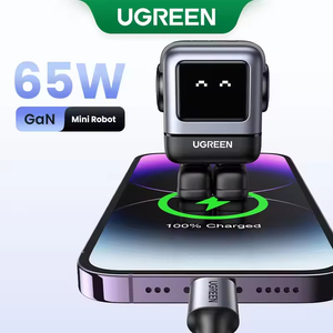 ที่ชาร์จโทรศัพท์ UGREEN รุ่นขายดี จอแสดงผลดิจิตอล 65W ชาร์จเร็ว GaN 100-240V ที่ชาร์จติดผนังอัจฉริยะแบบหุ่นยนต์ พร้อมชิป PWM สำหรับ iPhone - Product Image 6