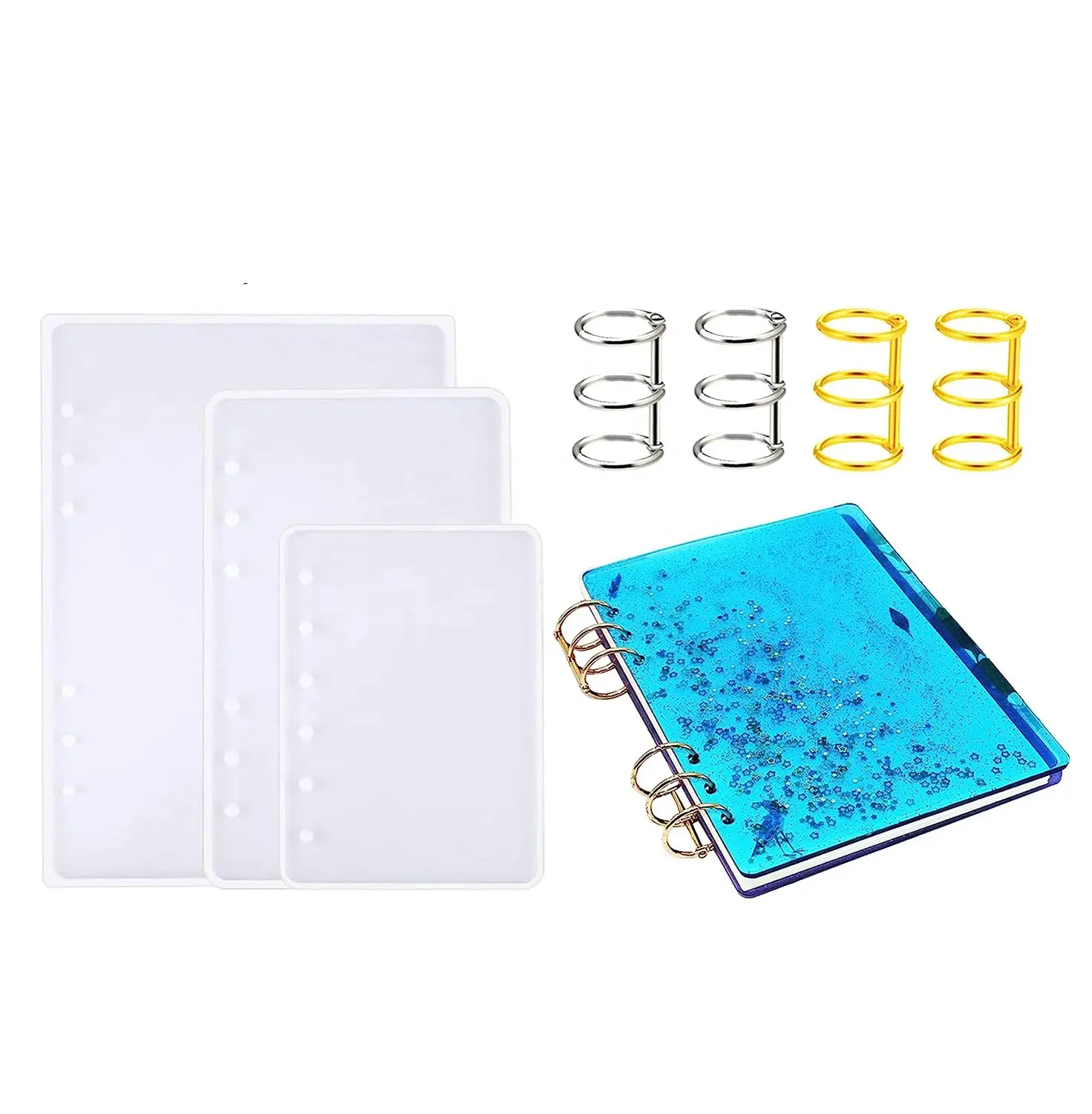 Cetakan penutup Notebook untuk cetakan Resin epoksi DIY A5 A6 A7 alat cetakan kue silikon bening silikon 1set/tas opp