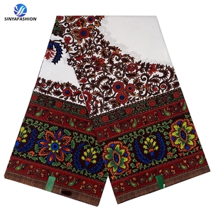 Tela de encaje nigeriano de alta calidad, impresiones de cera africana, telas de Ankara, bordado estampado de algodón 100%, 6 yardas