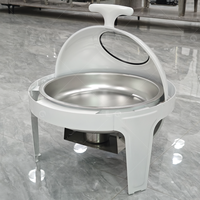 Grande Vente Prix Usine Luxe Blanc Chauffe-Plat à Couvercle Roulant 6L Blanc Acier Inoxydable Équipement de Traiteur Buffet Chauffant et de Maintien au Chaud