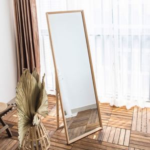 2025 tendencia moderno grande Simple marco de madera maciza espejo de cuerpo completo colgante de pared para dormitorio vestidor tienda de ropa hogar - Product Image 6