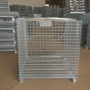 New Arrival 2024 Warehousing Regal Industrial Supplies Stackable Wire Mesh Pallet Folding Warehouse Cage Wire Mesh