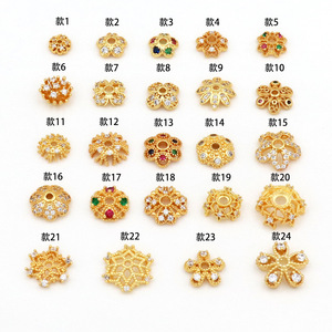 Cao 14k Zircon Flower <span class=keywords><strong>cap</strong></span> 18K Spacer Bead <span class=keywords><strong>cap</strong></span> màu-giữ lại DIY handmade trang sức vòng đeo tay vòng cổ lễ hội <span class=keywords><strong>C21</strong></span> bán buôn - Product Image 2
