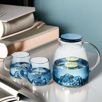 Ensemble de carafe et de verres à jus d'eau en verre borosilicate coloré pour la maison, verres à bière, 1800 ml, réutilisable, anti-fuite, avec manchon en silicone