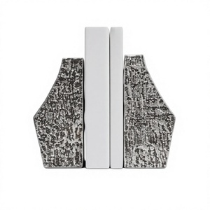 Serre-livres texturés en métal argenté, design moulé, pour la décoration de la maison et du bureau, vente en gros - Product Image 1