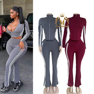 Trajes de mujer de otoño invierno Chaqueta corta y mallas Joggers Conjunto de 2 piezas Casual Lady Primavera Otoño Conjunto de dos piezas Trajes de mujer - Product Image 1