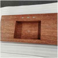 Vasques murales flottantes intégrées en travertin rouge foncé Rosso pour villas, maisons, hôtels, cuisines, salles de bain