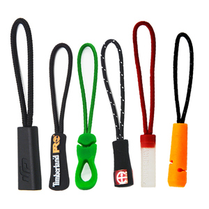 Tiradores de cremallera tipo U Lanke, cabeza de tracción de cuerda de punto con logotipo de plástico de goma para ropa al aire libre, deslizadores de cremallera de alta calidad - Product Image 2