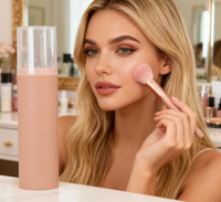 Ensemble professionnel de 5 pinceaux de maquillage ronds pour le visage avec pinceau éventail en fibres synthétiques pour un usage quotidien
