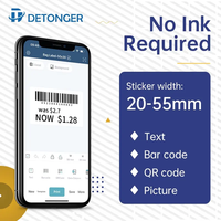 Detonger P1 20-50mm pembuat Label termal nirkabel Mini portabel Printer Label