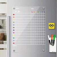 Tableau en plexiglas effaçable à sec Calendrier acrylique magnétique pour réfrigérateur Feuille acrylique transparente personnalisée pour la semaine Planificateur mensuel Message