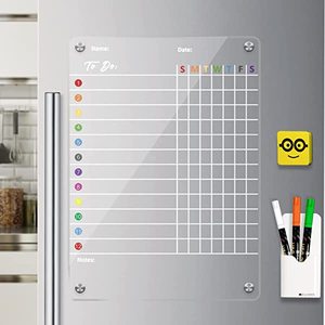 Tableau en <span class=keywords><strong>plexiglas</strong></span> effaçable à sec Calendrier acrylique magnétique pour réfrigérateur Feuille acrylique transparente personnalisée pour la semaine Planificateur mensuel Message - Product Image 4