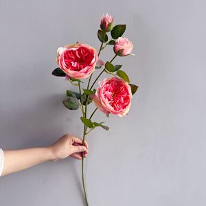 4 Têtes de Branches de Roses Artificielles Austin de Haute Qualité en Soie Brûlée pour Mariage et Décoration Intérieure – Vente en Gros - Product Image 6